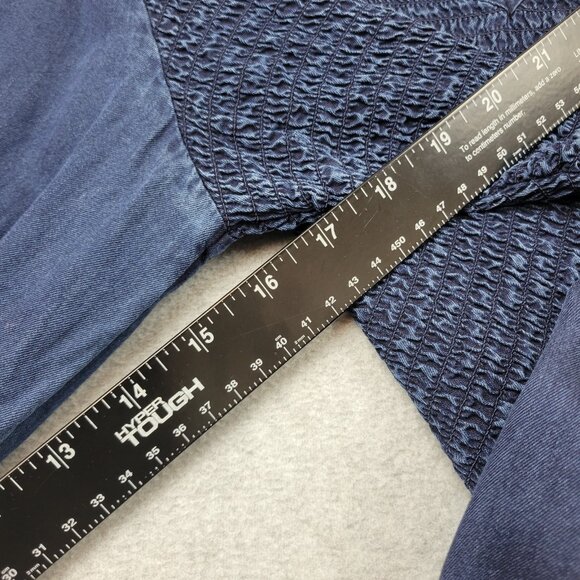 Old Navy Dress Womens Size XL‎ Blue Long Sleeve Smocked Bodice Chambray - Picture 6 of 10